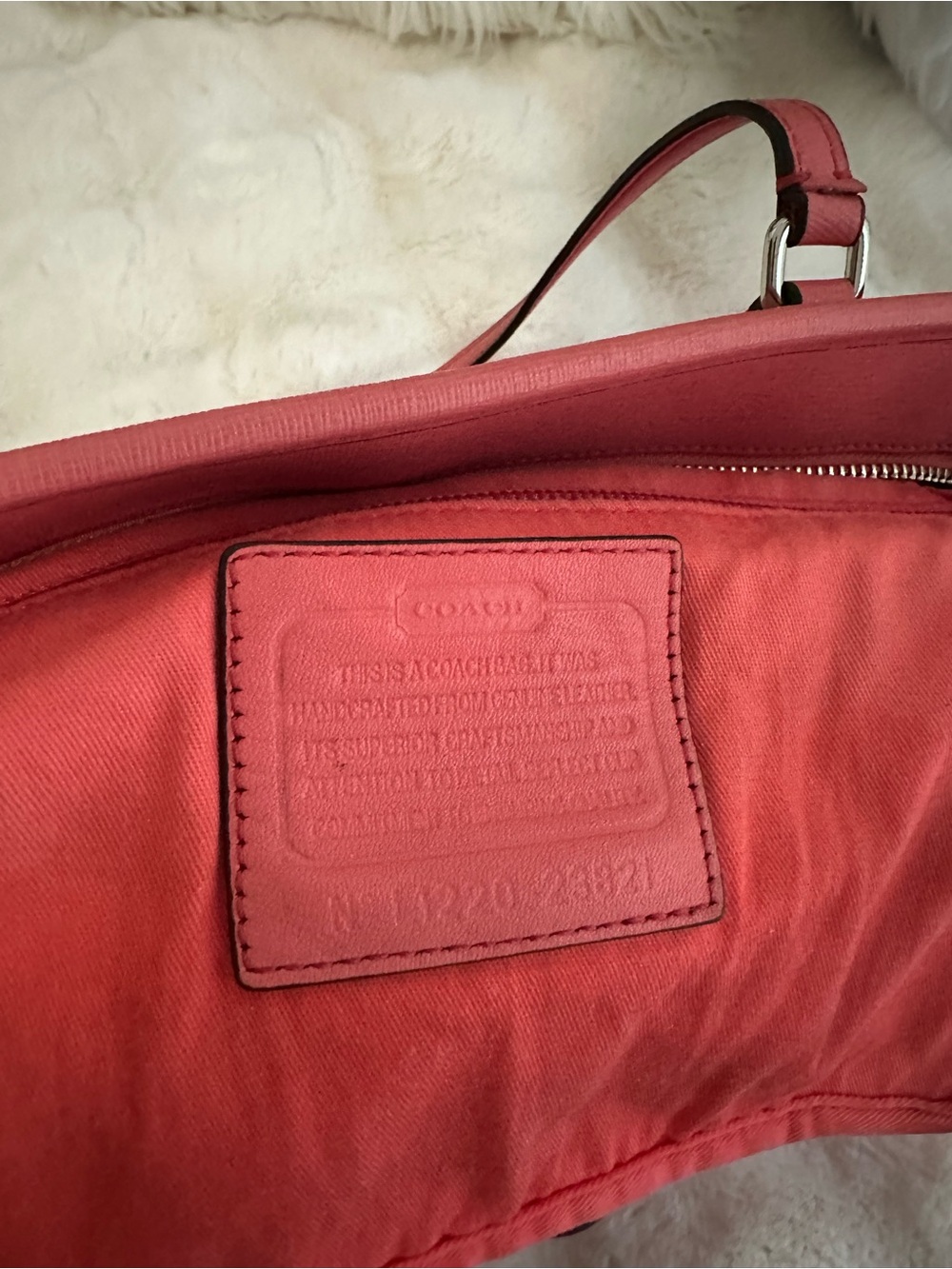 Coach Coral Pink Leather Tote Bag - Coach - Picture 5 of 7